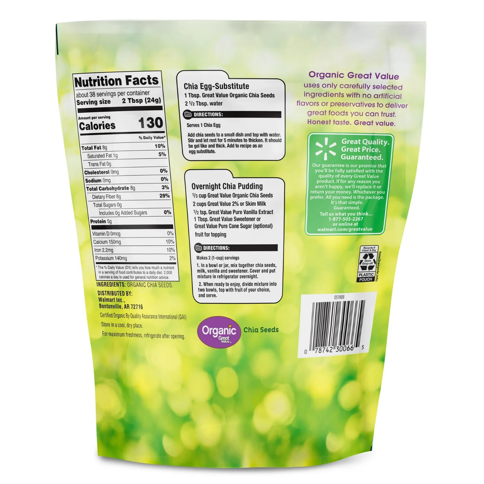 Great Value Organic Chia Seeds 32 oz