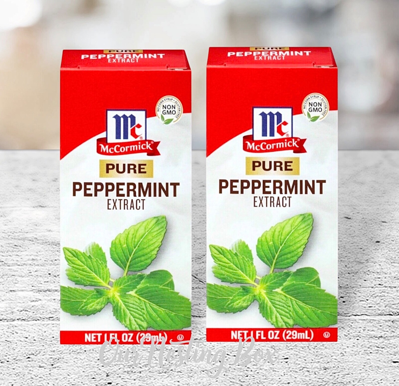 2 McCormick Pure Peppermint Extract, 1 fl oz ~ Made W/ Real Peppermint Non-GMO