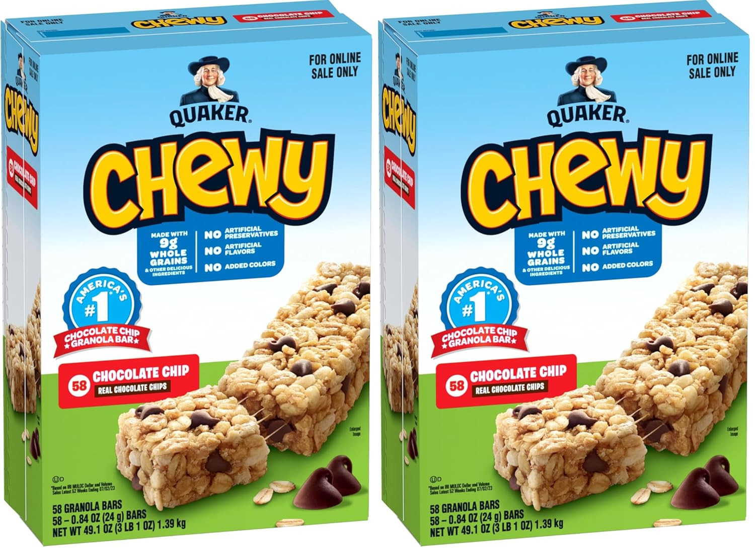 Quaker Chewy Granola Bars, Chocolate Chip, 58 Count – Packaging May Vary