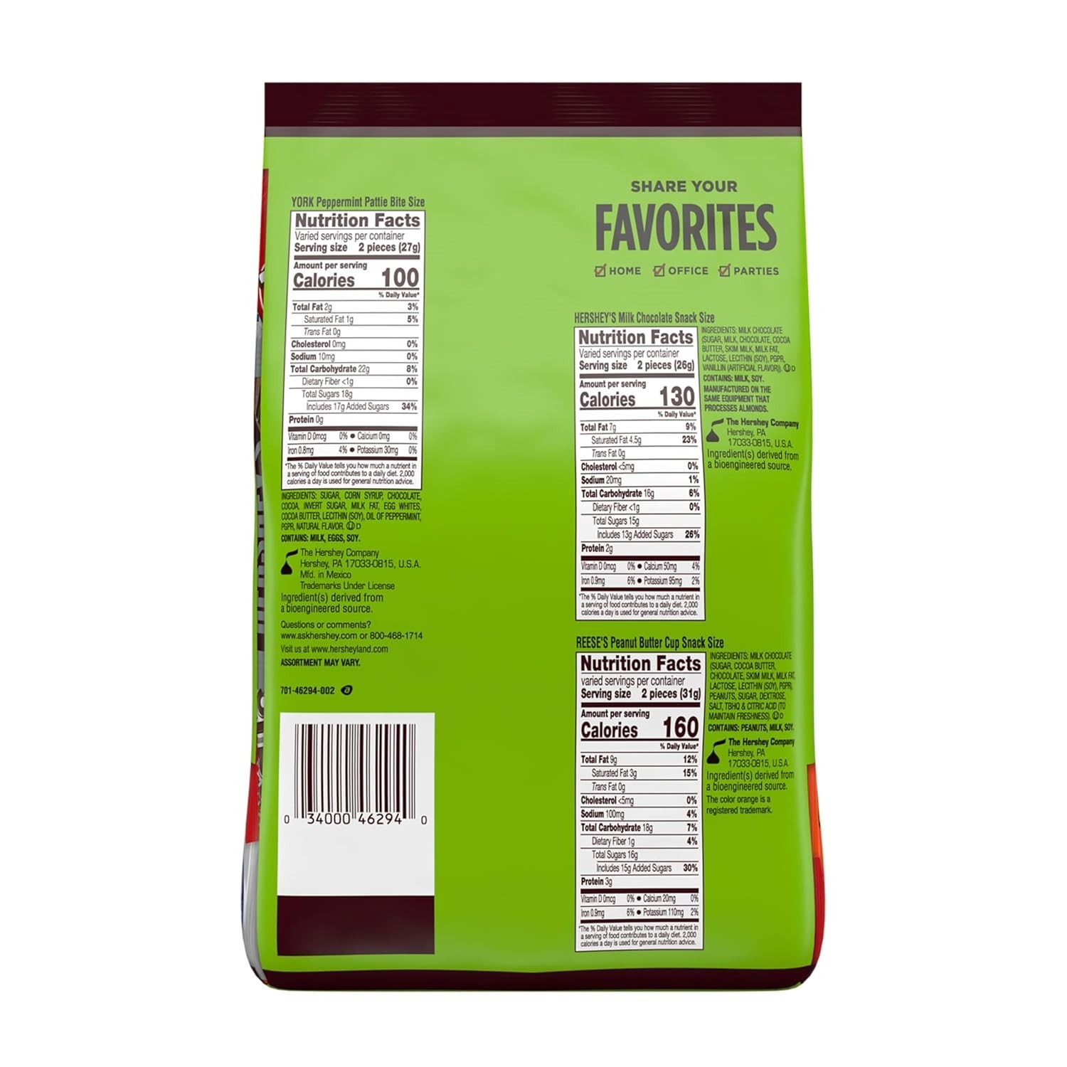 Hershey Assorted Chocolate Flavored Candy Variety Party Pack – 25 oz