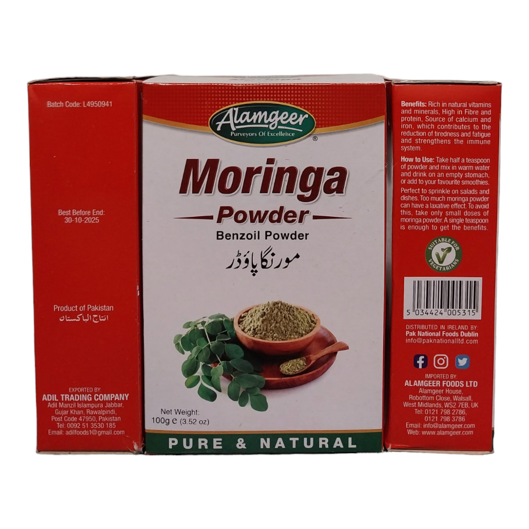 Moringa (Benzoil) Powder Superfood Energy support Boost Vegan Alamgeer 100g