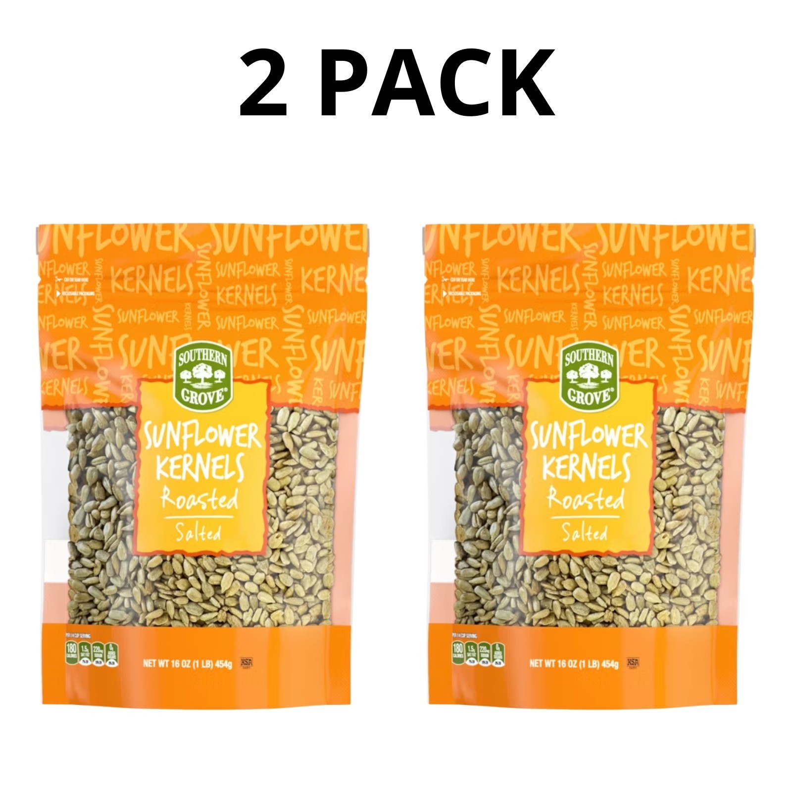Southern Grove Salted Roasted Sunflower Kernels, 16 oz – 2 Pack