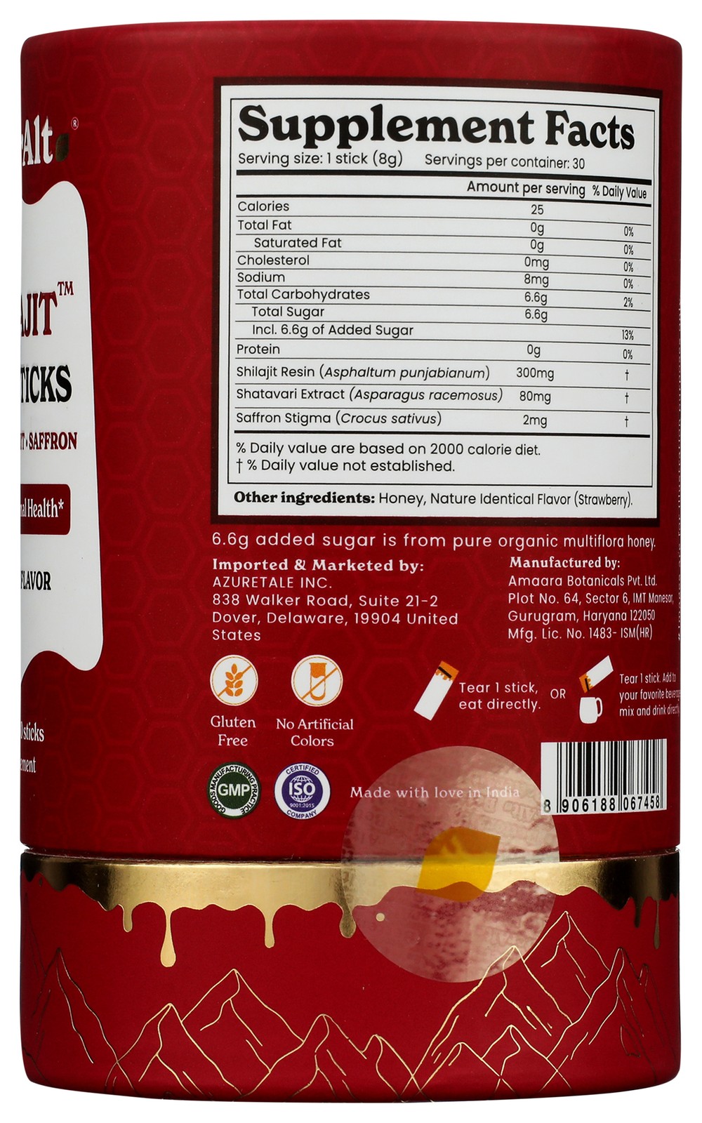 Betteralt Strawberry She Lajit Honey Sticks Dietary Supplement 30 Count 1 Pack