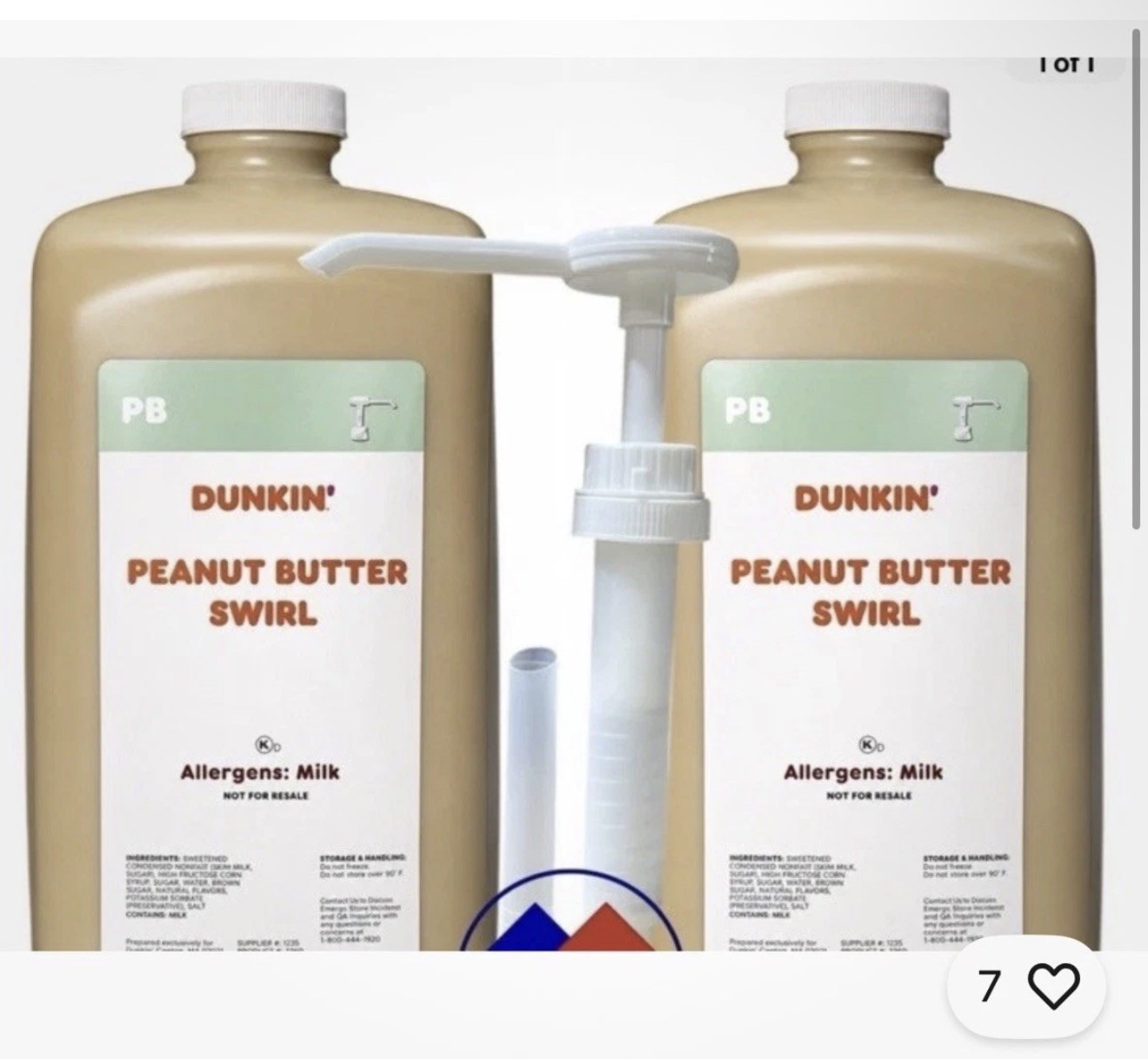 Dunkin’ Peanut Butter Swirl 2 Jug + 1 Pump, 64 FL OZ / 1.89 L EA. NEW Flavor