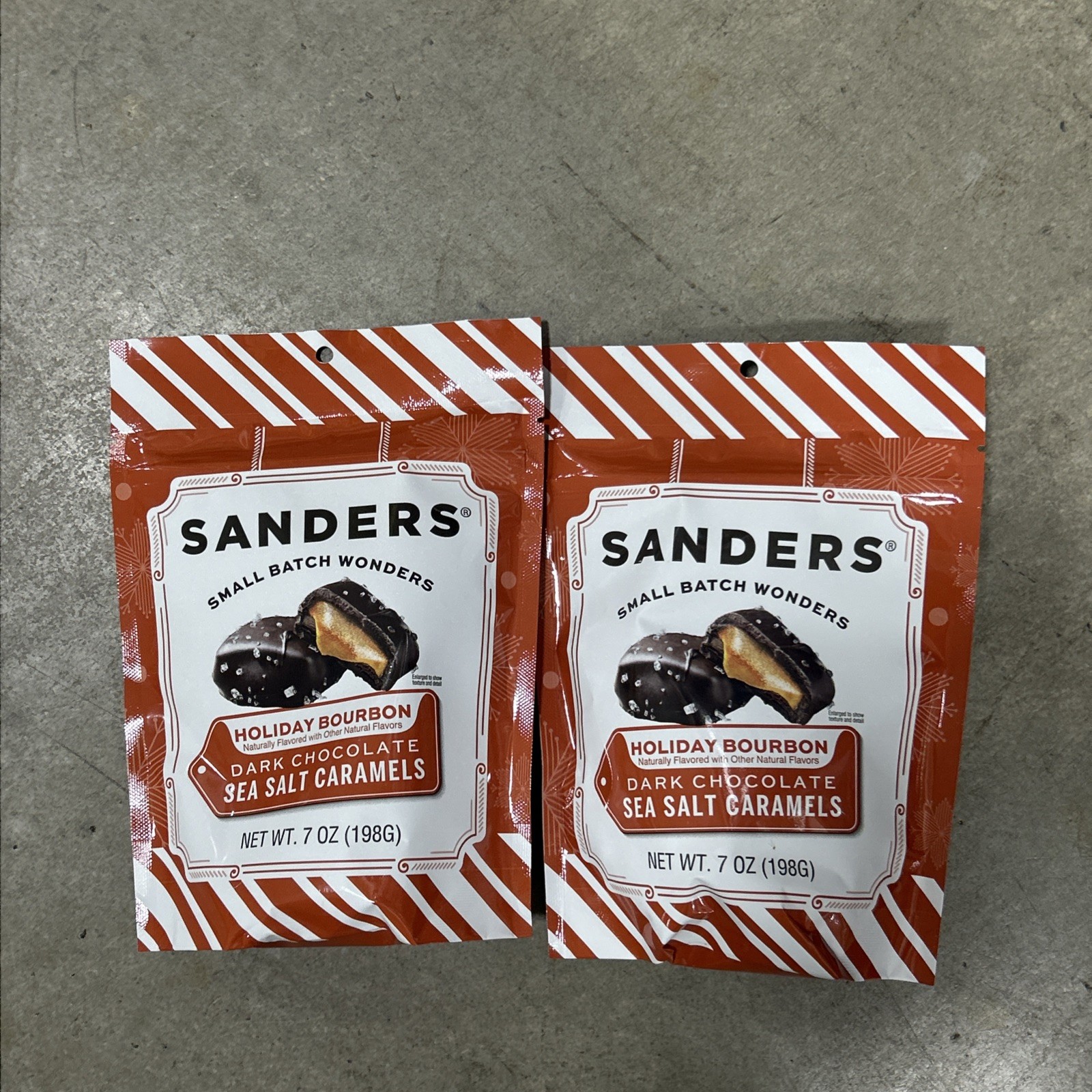 2 Bags Sanders Holiday Bourbon Dark Chocolate Sea Salt Caramel Candy 198g