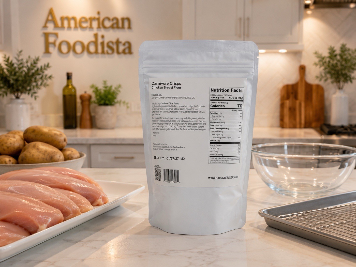 Carnivore Crisp Chicken Breast Flour Protein Flour No Added Sugar 6 oz 170g