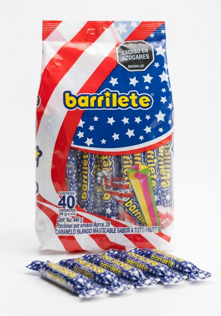 Barrilete Tutti Frutti Chewy Candy 40 Pack Soft Fruit Sweets Wrapped 440g Bag