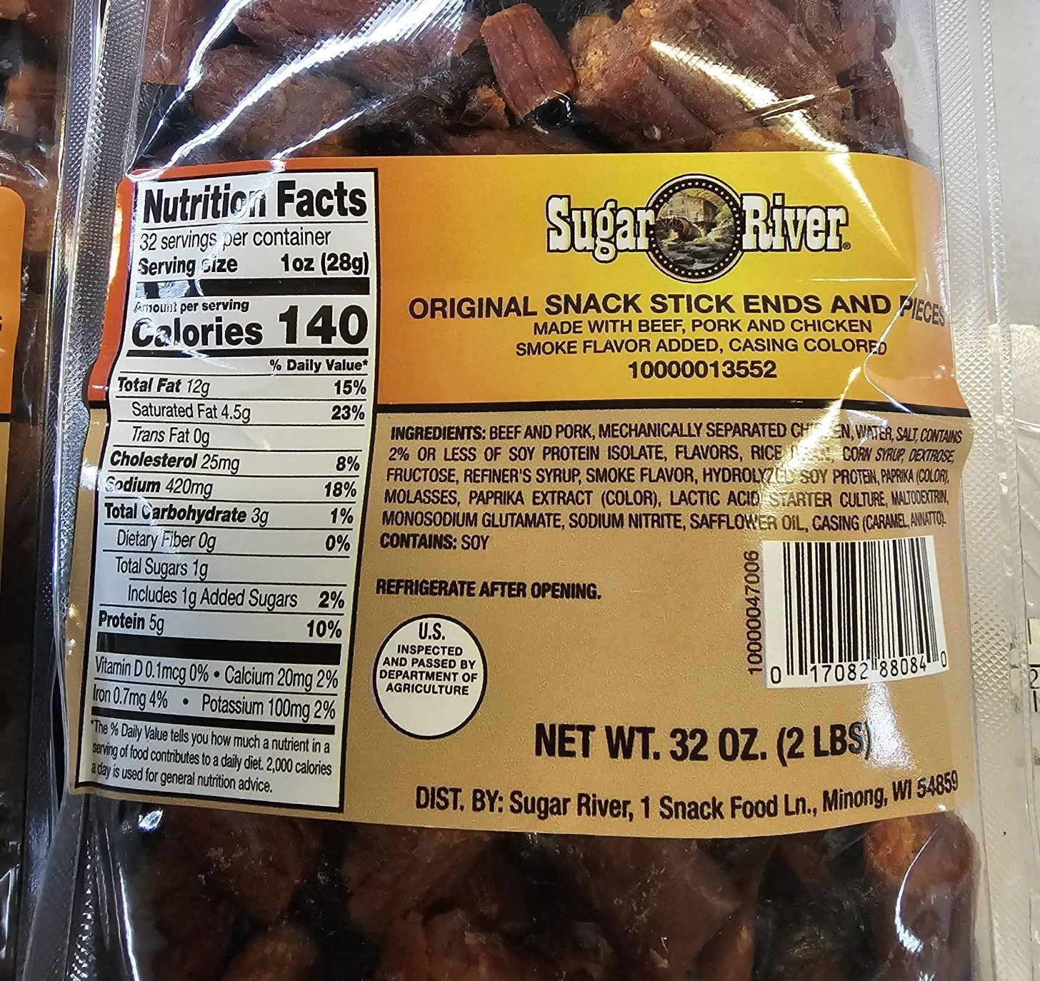 2 lb Sugar River Original Meat Snack Sticks Sealed «loose» exp 12/1/26 lot of 3
