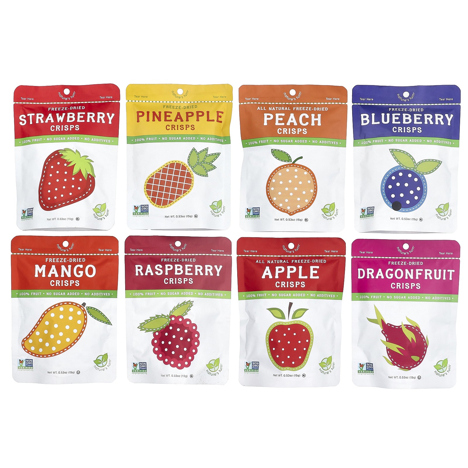 Freeze-Dried Fruit Crisps, Superfruits Variety Pack, 16 Bags, 0.53 oz (15 g)
