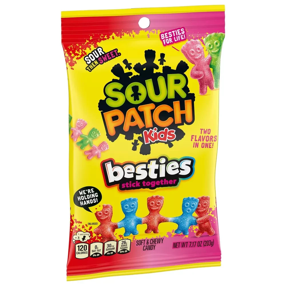Sour Patch Kids 7.17 oz BESTIES STICK TOGETHER Sour Then Sweet Candy *BB 3/2027*