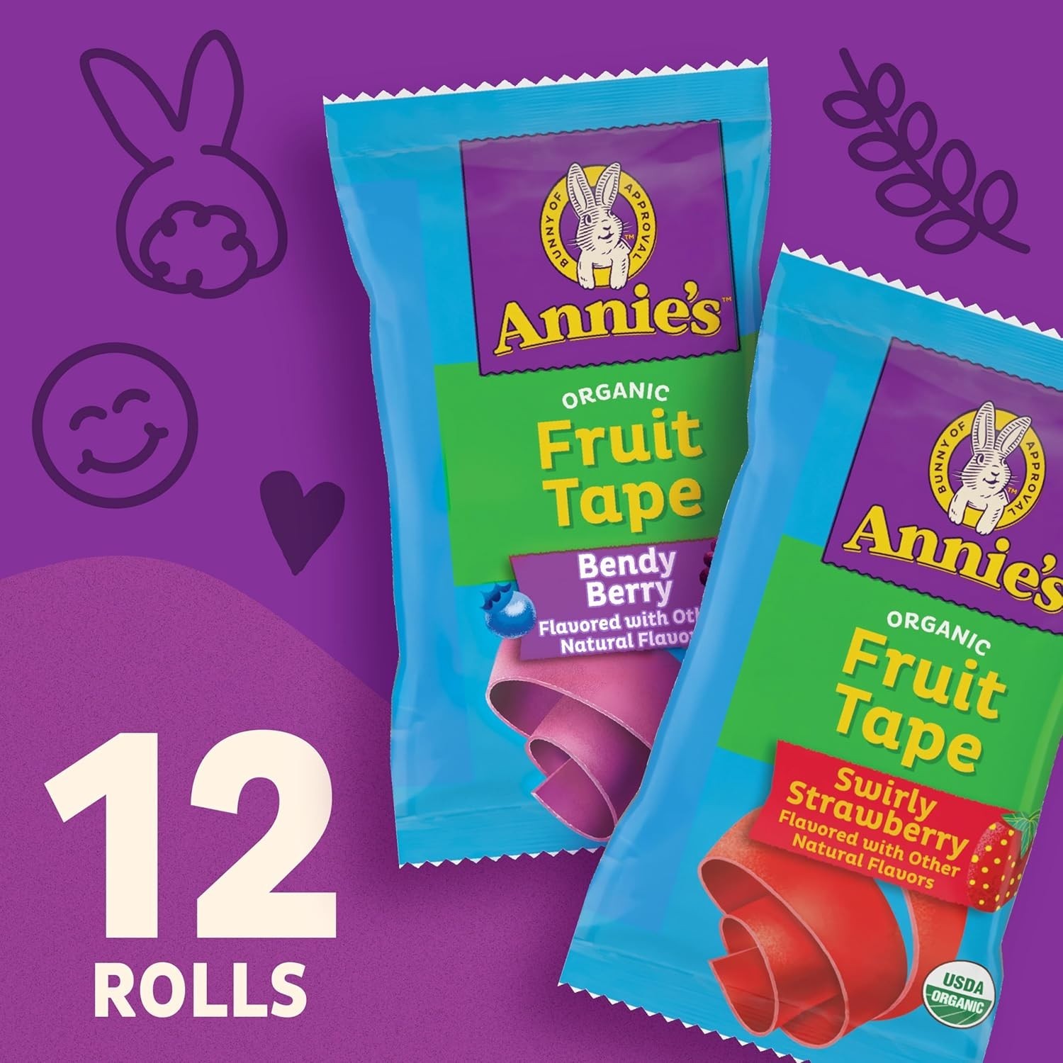 Annie’s Organic Fruit Tape, Swirly Strawberry and Bendy Berry, Gluten Free, Vari