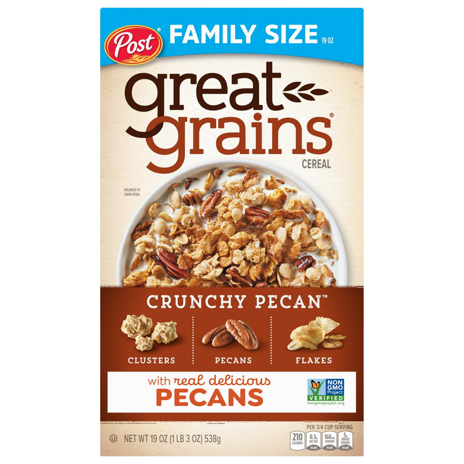 Post Great Grains Crunchy Pecan Cereal Whole Grain Low Fat 19oz