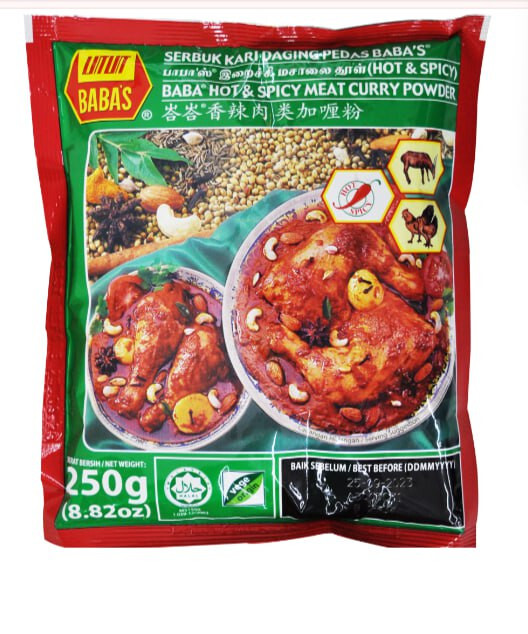BABA’S Malaysia Best Brand Hot & Spicy Meat Curry Powder BABA Vege Origin