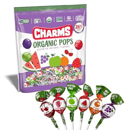 Charms Organic Pops (265 Count) – USDA Organic Fruit Candy Lollipops Made with