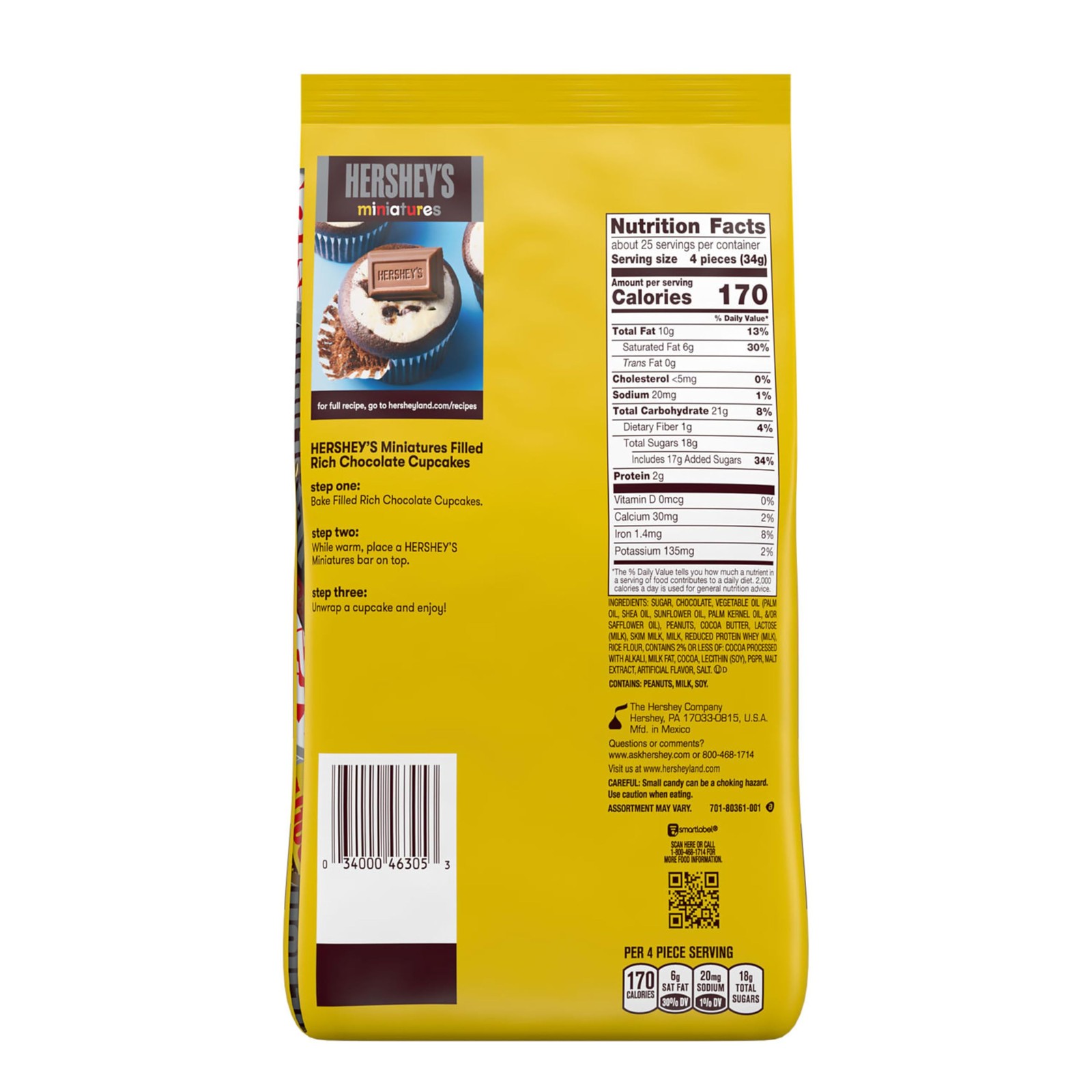 HERSHEY’S Miniatures Assorted Chocolate Candy Party Pack, 30 oz