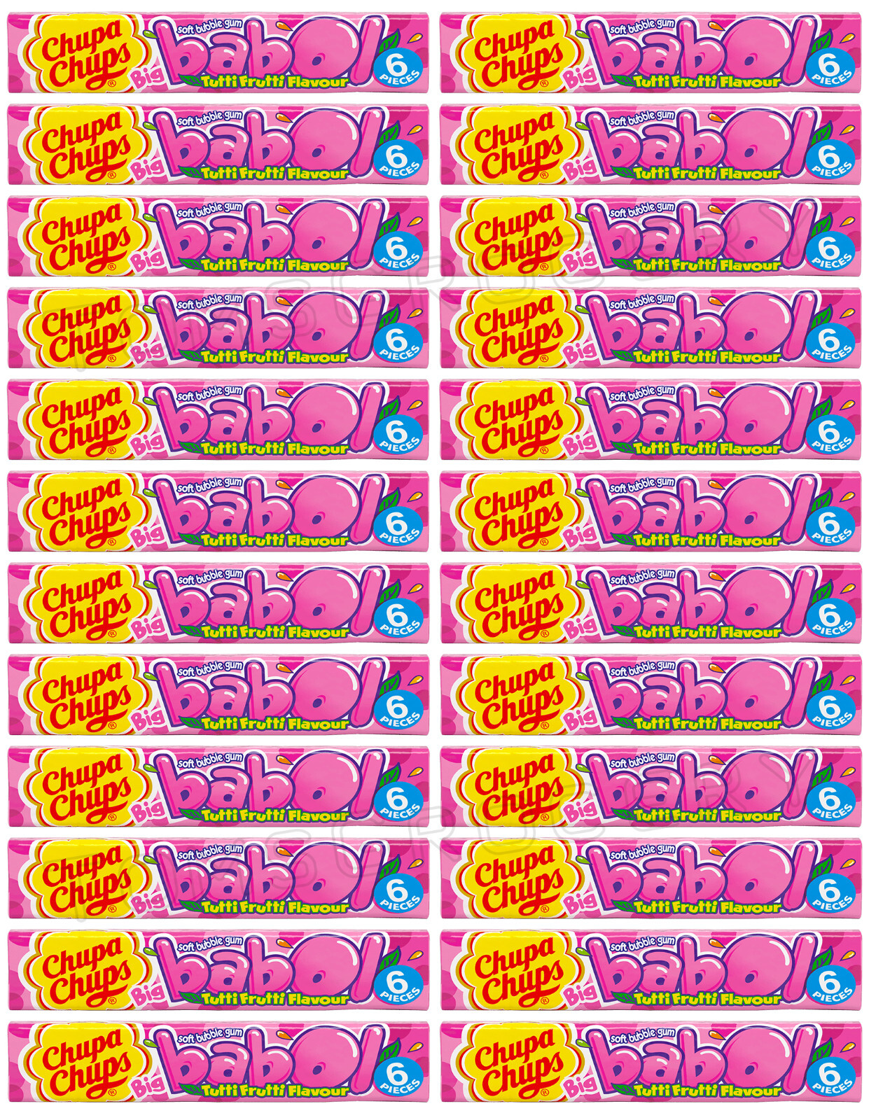24 CHUPA CHUPS BABOL Tutti Frutti Flavor Bubble Gum European Candy 27.6g 0.97oz