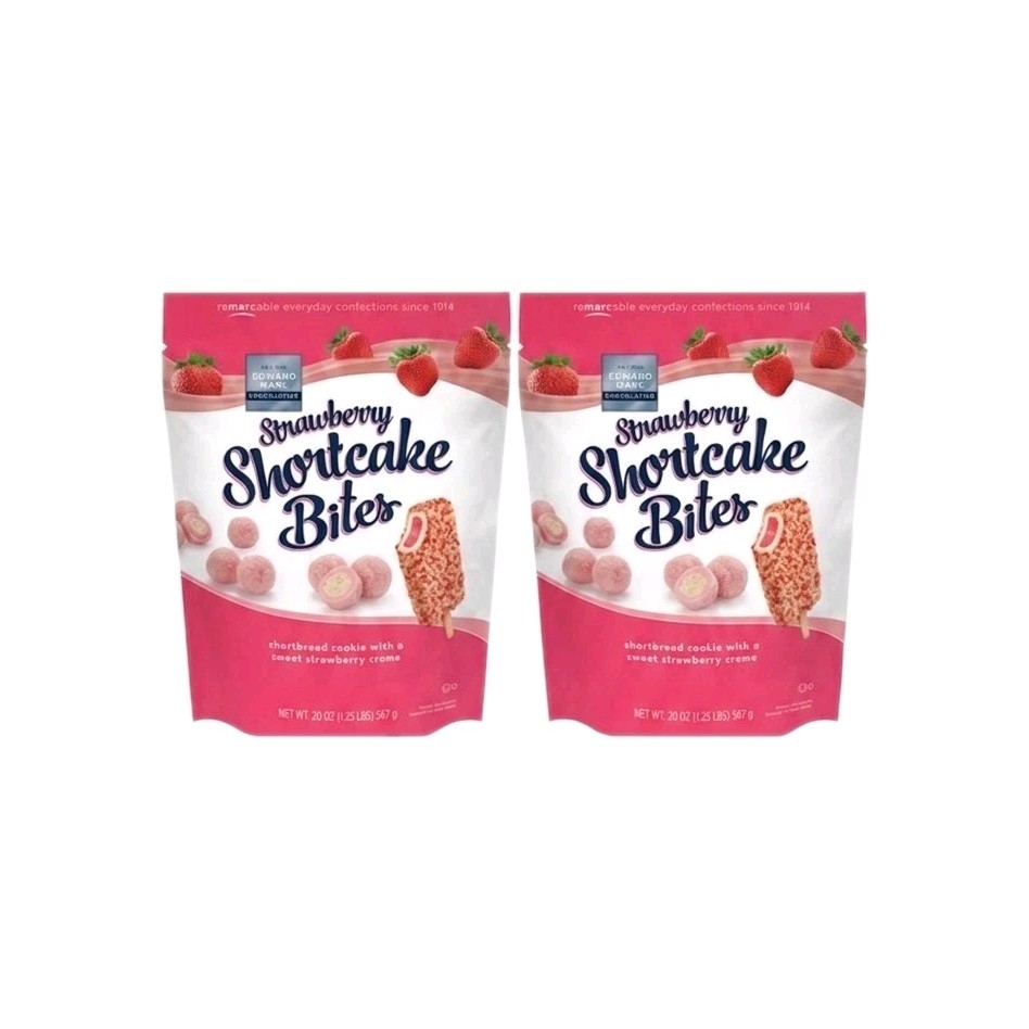 2 Pack Edward Marc Strawberry Shortcake Bites 20 oz Bag White Chocolate Snack