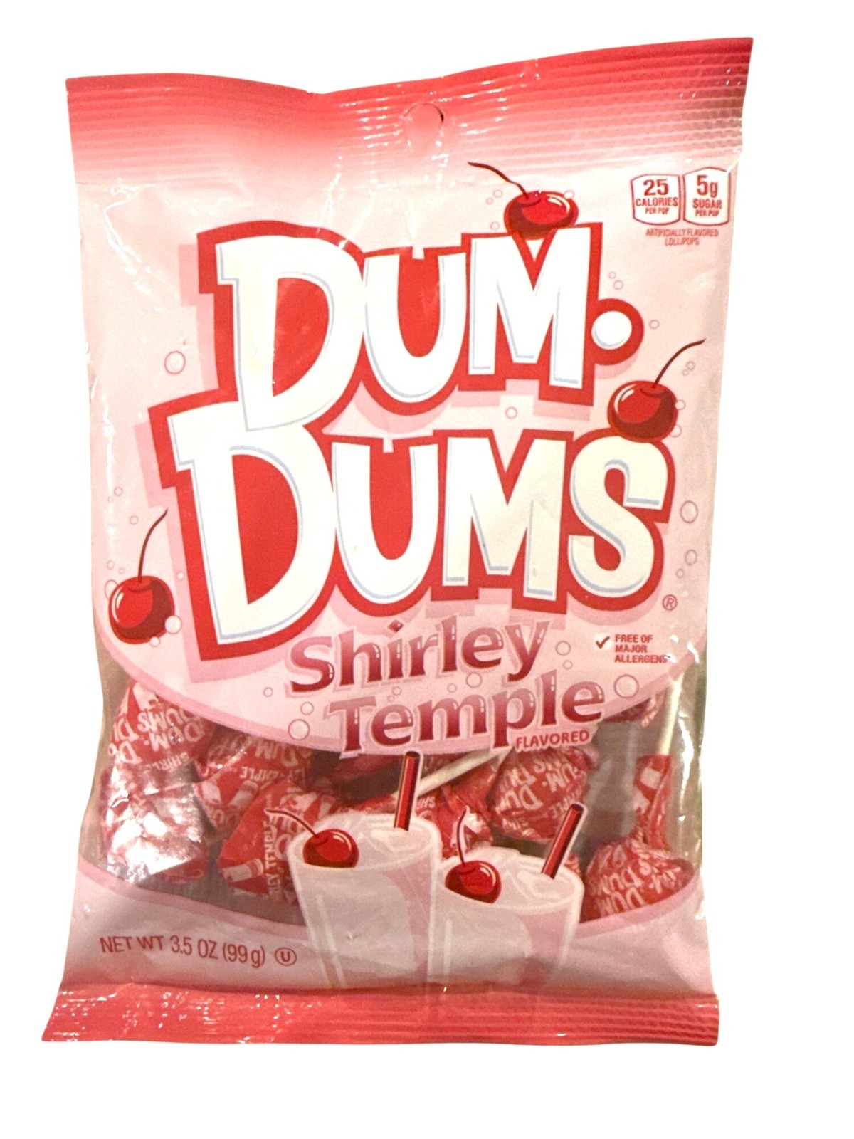 Dum-Dums Shirley Temple Lollipops 3.5 Oz Cherry-Flavor Candy No Major Allergens