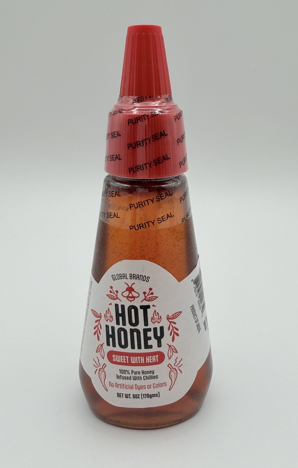 Global Brands HOT HONEY Sweet W/ Heat 6oz/170gms 100% Pure Honey Infused Chilies
