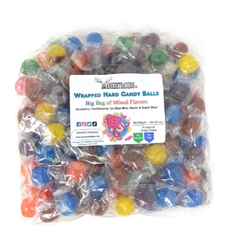 Assorted Candy Balls, Maple, Huckleberry, Blueberry, Fruits, Mints and more 5 LB