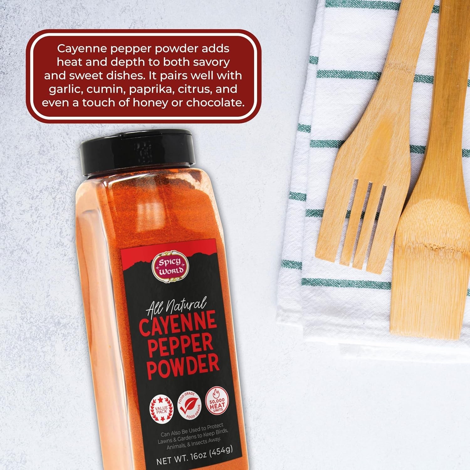 Cayenne Pepper Powder 16oz Jar – 50000 SHU Gluten Free All Natural Red Pepper