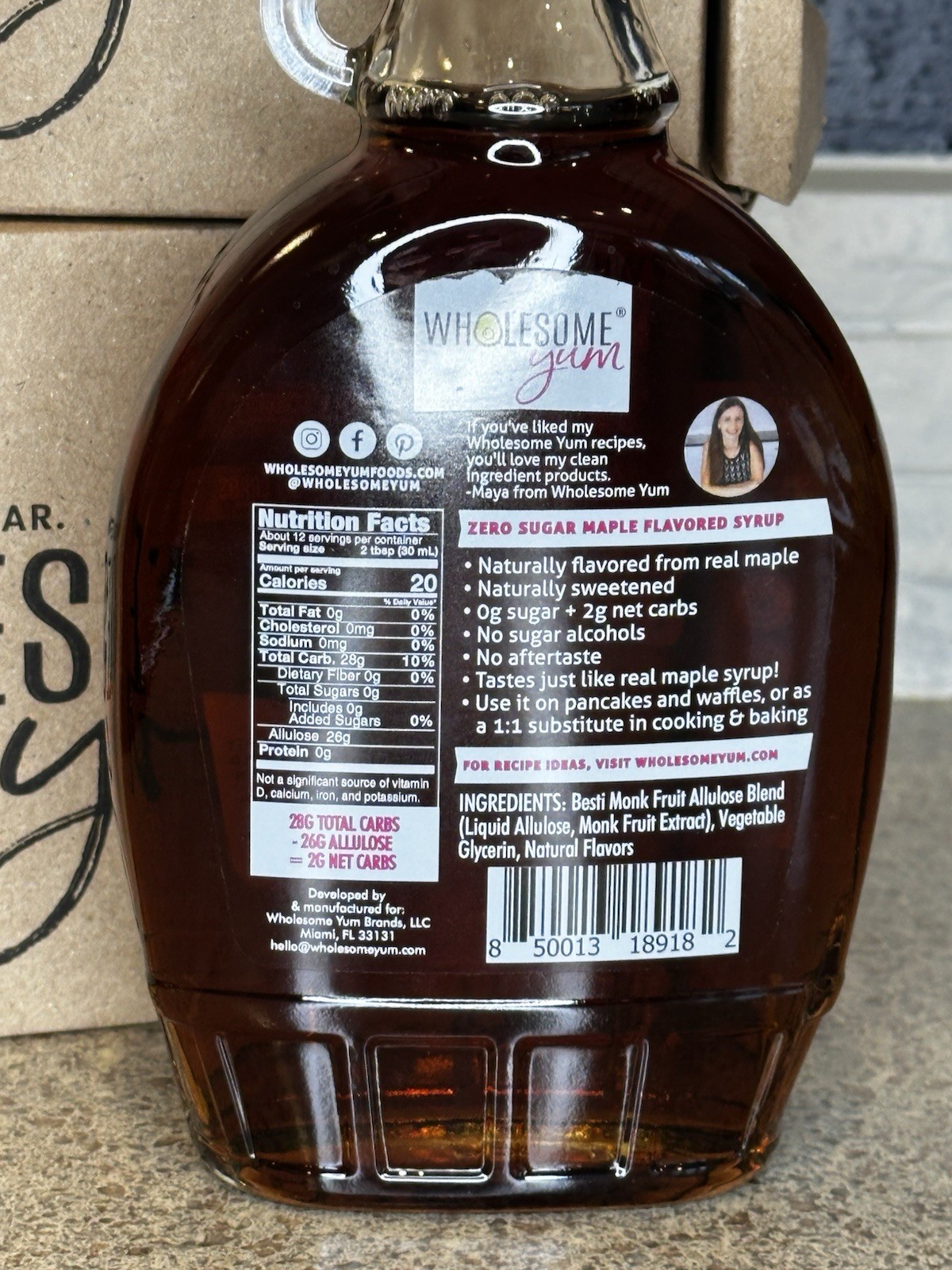Wholesome Yum Zero Sugar Maple Syrup With Monk Fruit & Allulose – 12 fl oz