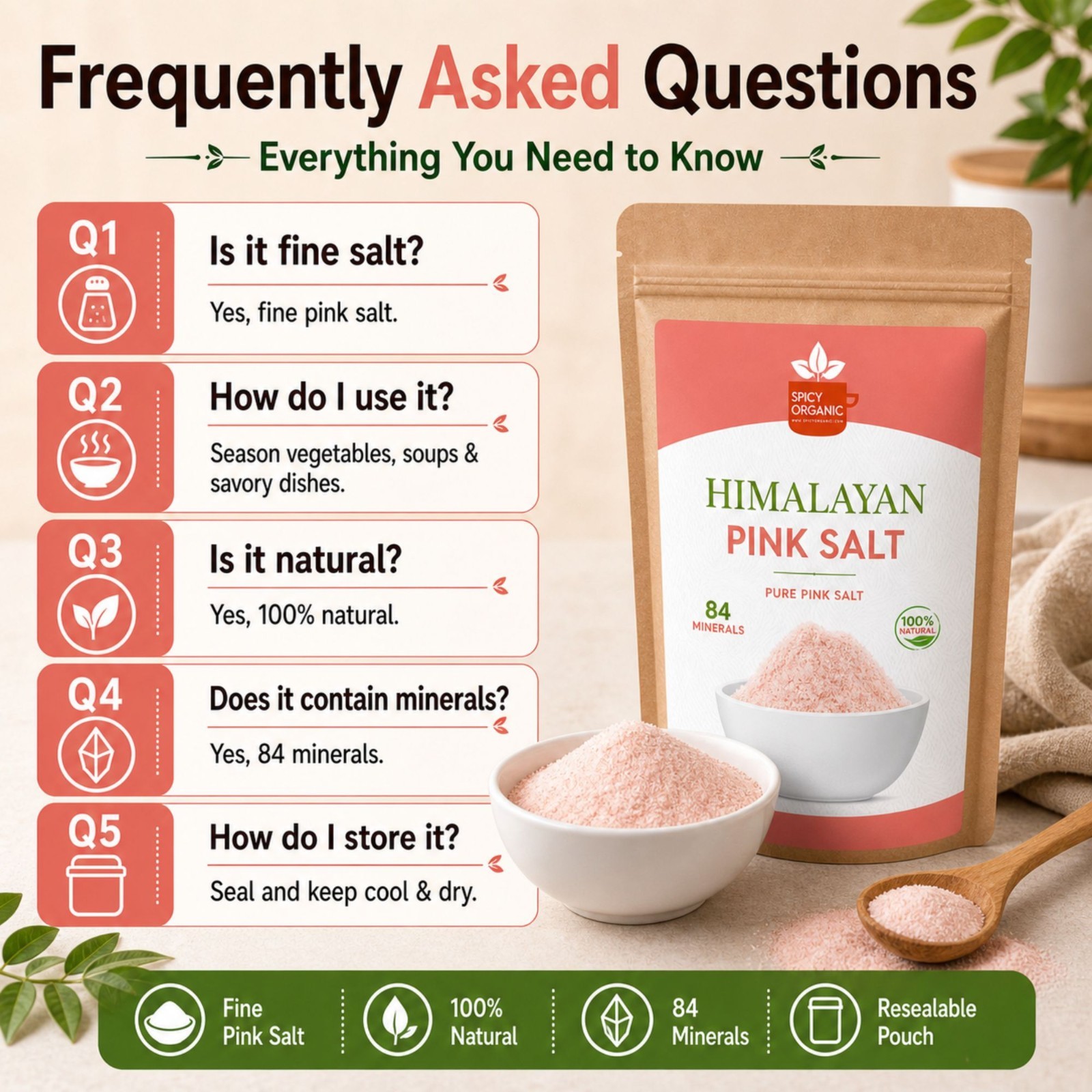Spicy Organic Pink Himalayan Salt 4 oz | USDA Organic