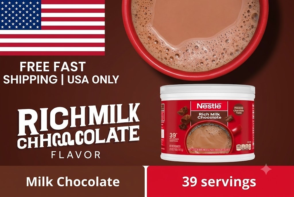 Nestle Hot Cocoa Rich Milk Chocolate Flavored Mix Powder, 27.7 oz, Can