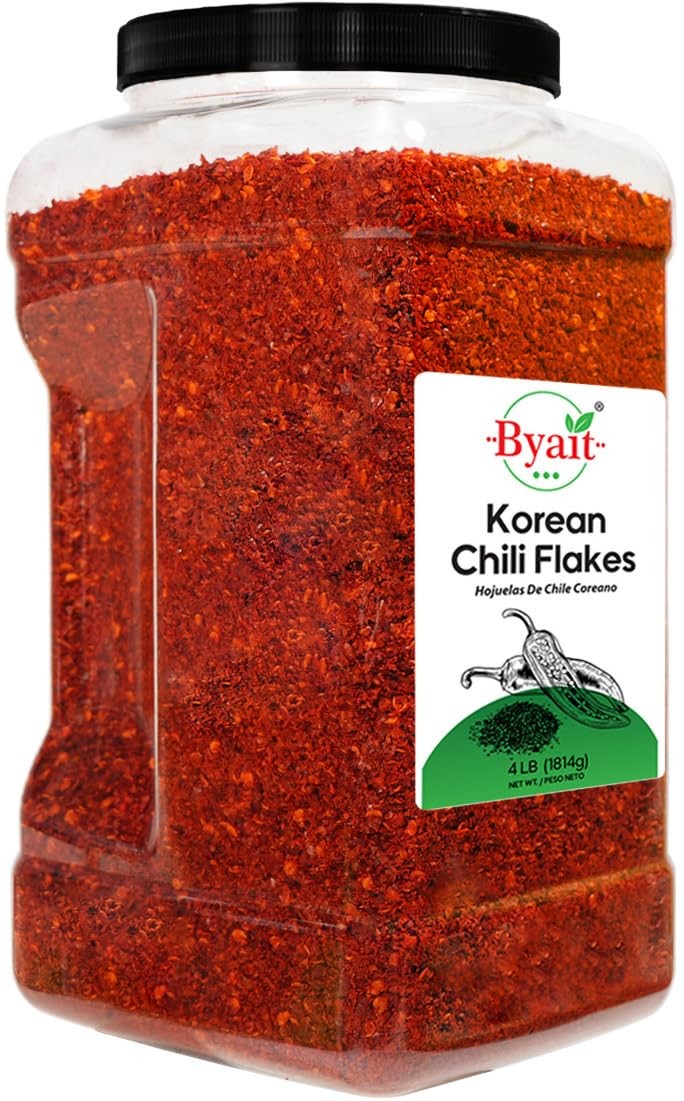 Byait Gochugaru Korean Chili Flakes 64 Oz 4 LB, Medium Hot, 100% Pure Red Chi…
