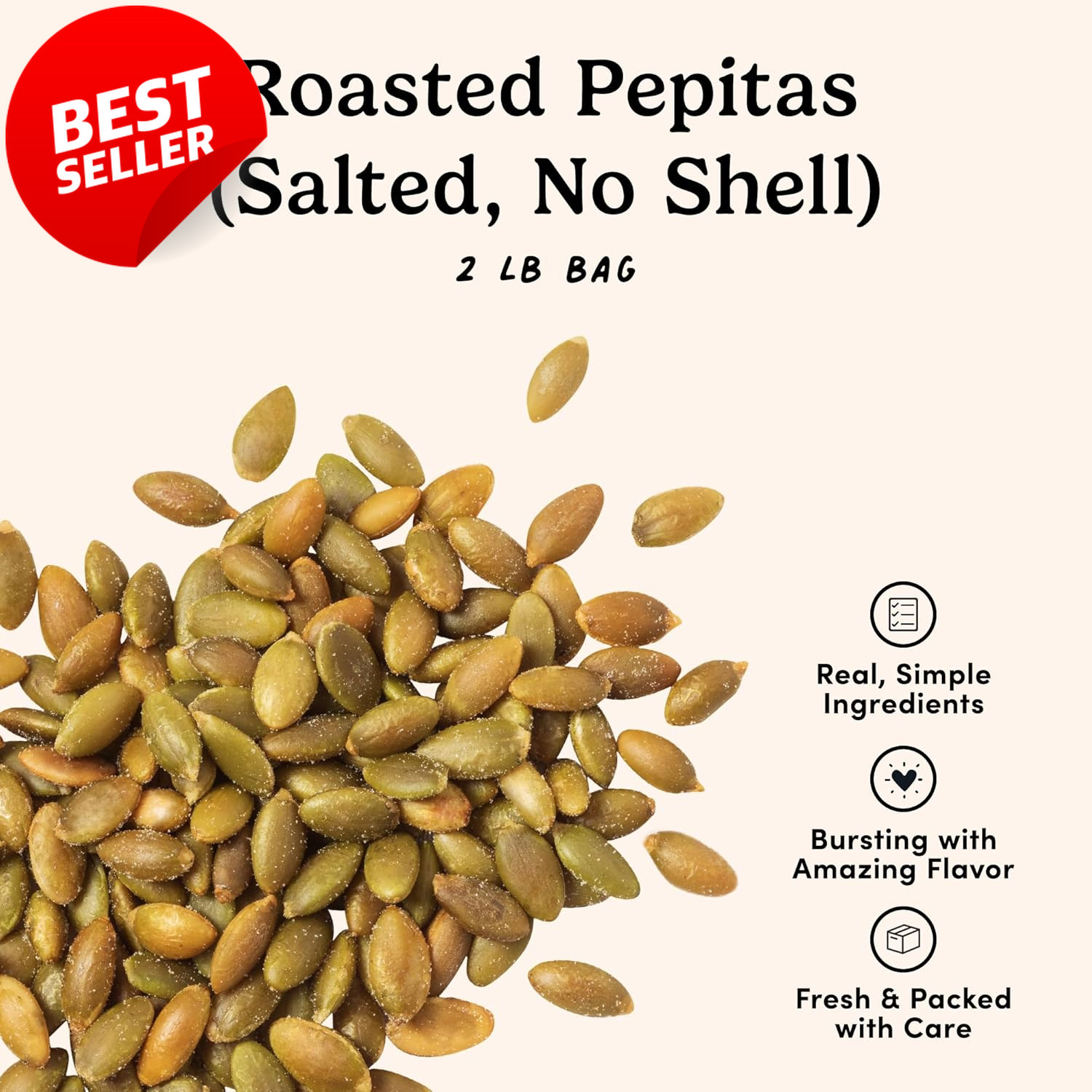 Nuts Com Roasted Salted Pepitas 2LB No Shell Pumpkin Seeds Keto Vegan – US