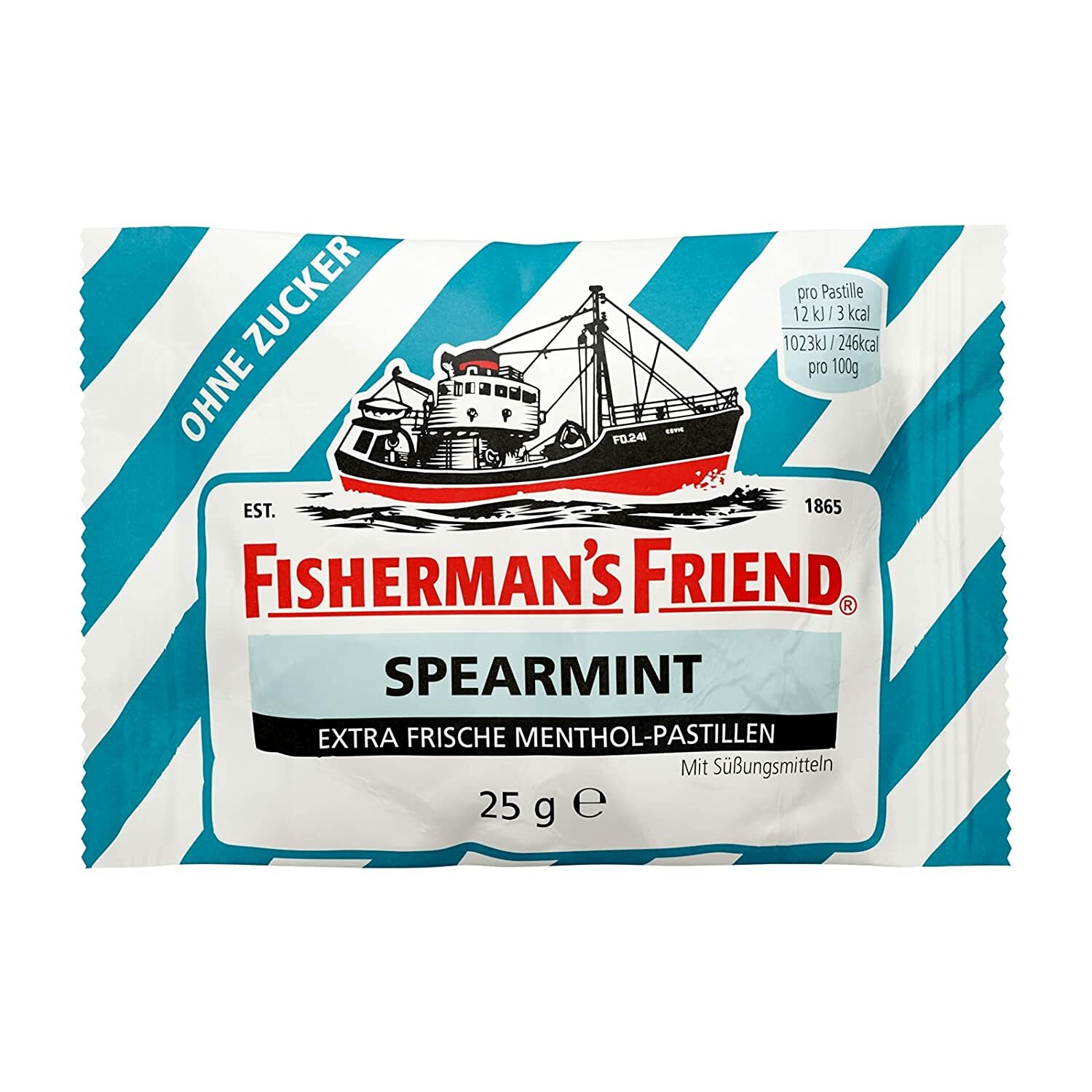 Box with 24 Bags Fisherman´s Friend ( Spearmint ) sugarfree New from Germany