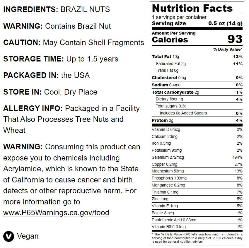 Dry Roasted Brazil Nuts – Oven Roasted Nuts, Unsalted, No Shell, Vegan, Bulk