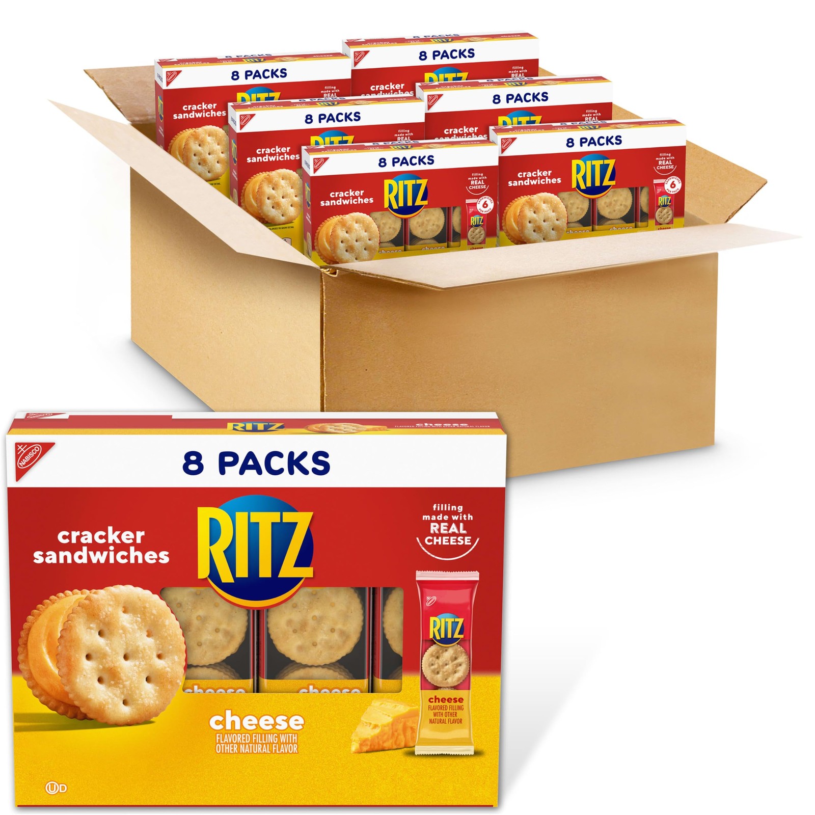RITZ Cheese Sandwich Crackers, Lunch Snacks, 48 Snack 10.8 Ounce (Pack of 6)
