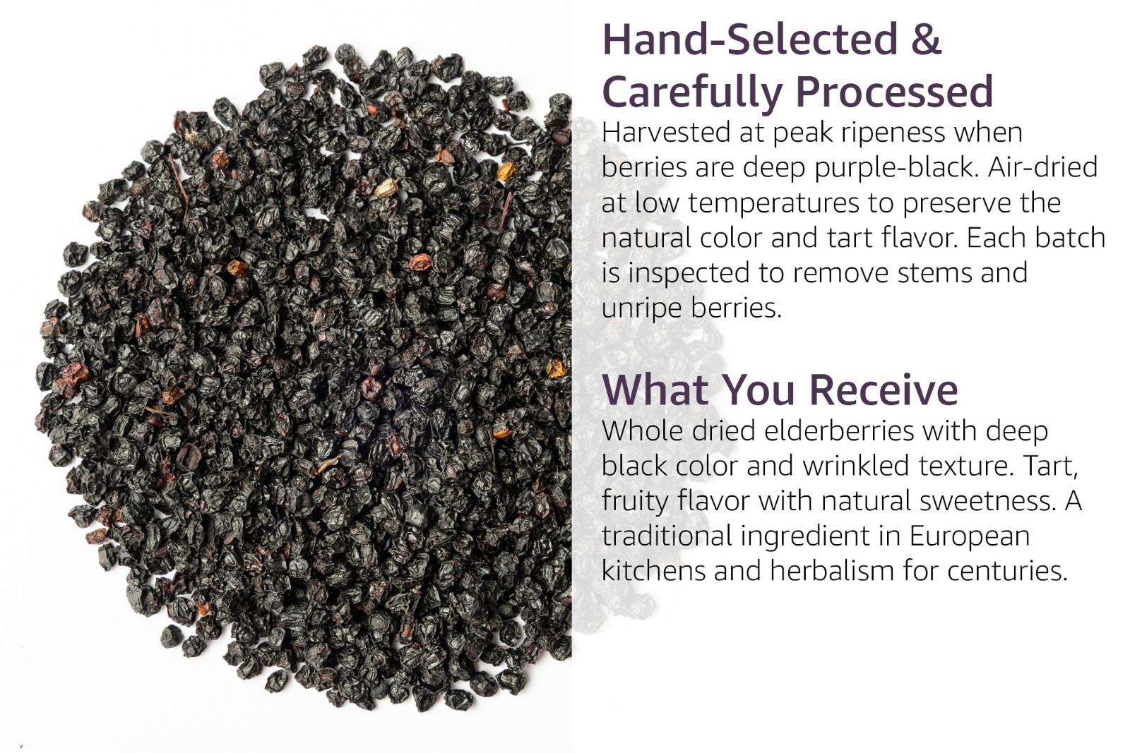Dried Elderberries Whole Black Sambucus Nigra – No Added Sugar – Herbal Tea