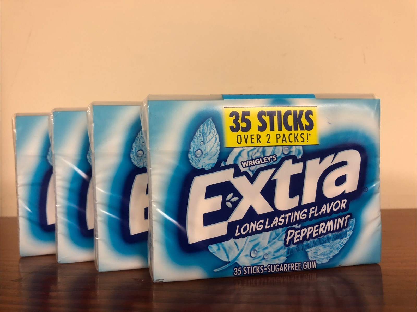 Extra Peppermint Sugar Free Chewing Gum, 35-Piece Pack of 4 Exp 11/6/26+