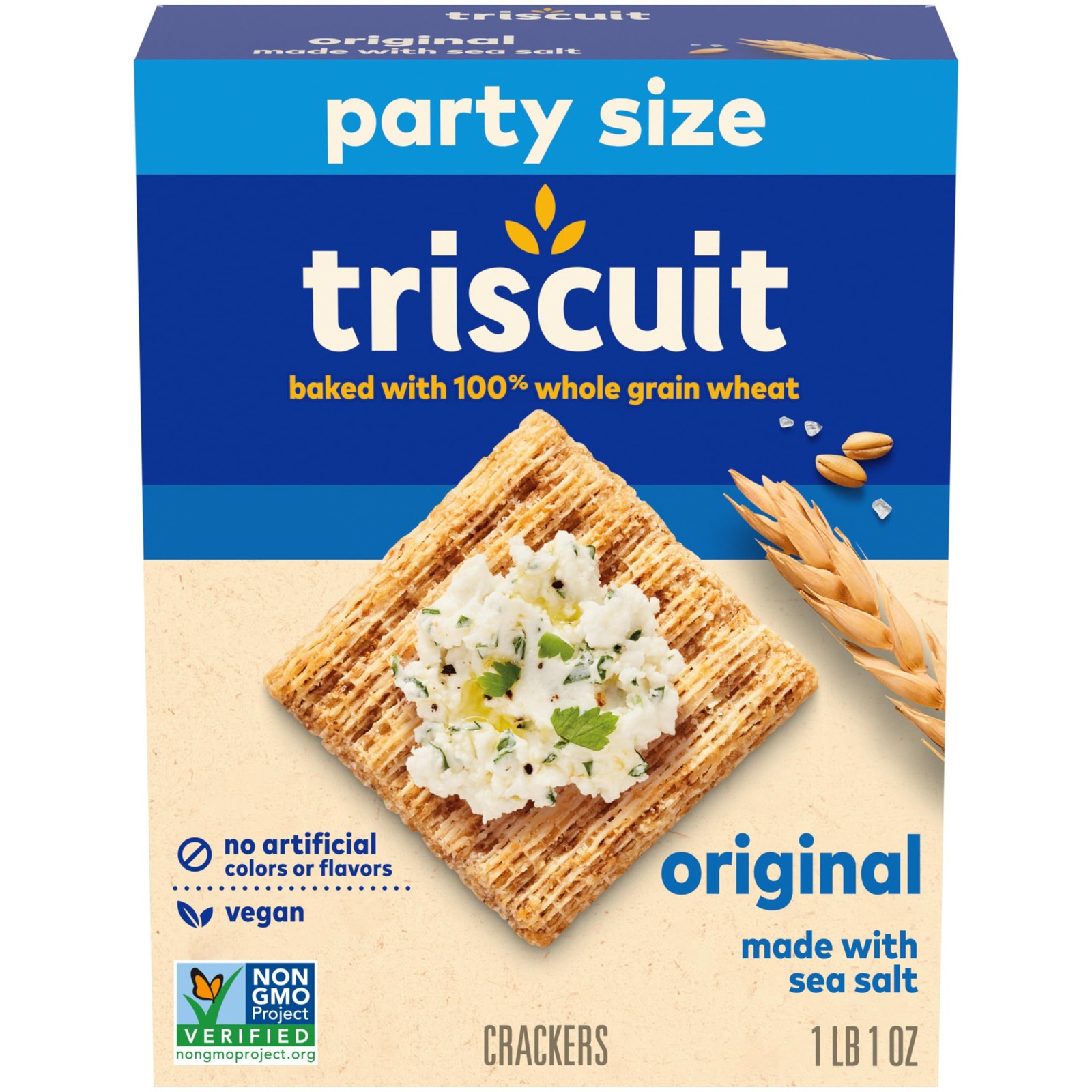 Triscuit Original Whole Grain Wheat Crackers, Vegan 17 Ounce (Pack of 1)