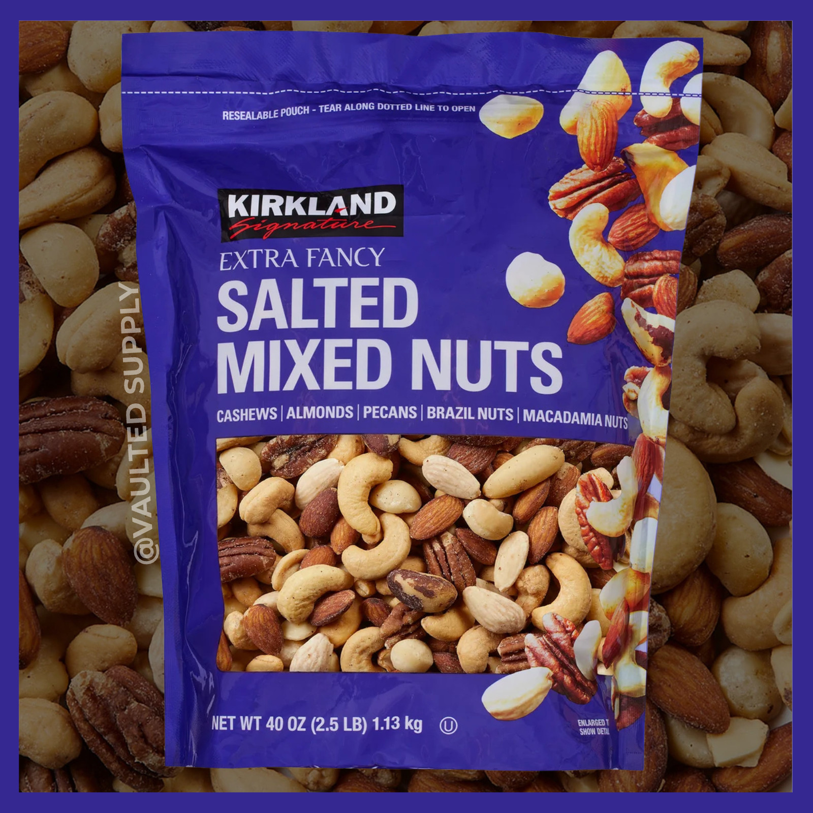 Kirkland Extra Fancy Salted Mixed Nuts, 2.5 lbs Cashews Almonds Pecans EXP 05/26