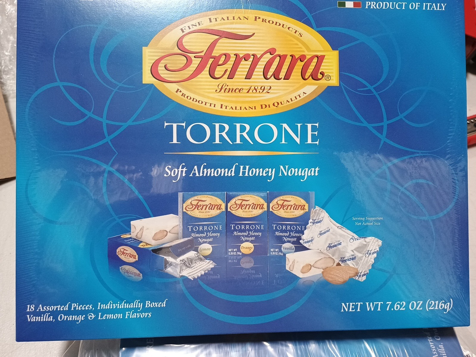 Torrone Nougat Candy, 18 Assorted Pieces (Ferrara) NET WT 7.62 216g