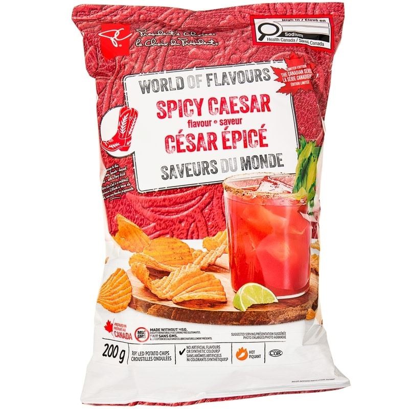 President’s Choice Spicy Caesar Rippled Potato Chips, 200g