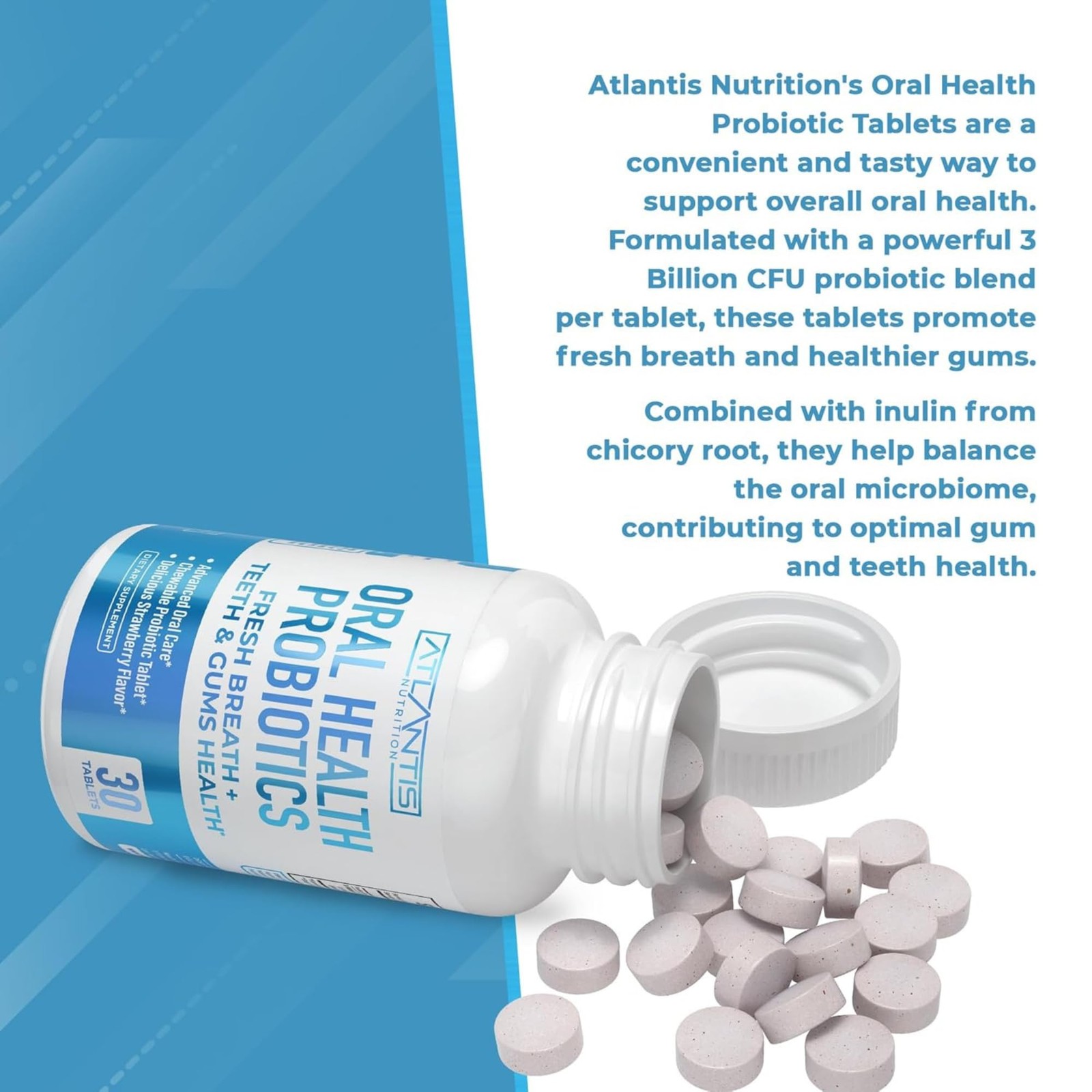 Atlantis Nutrition Oral Probiotics Chewable Tablet Dental Probiotic for Gum …