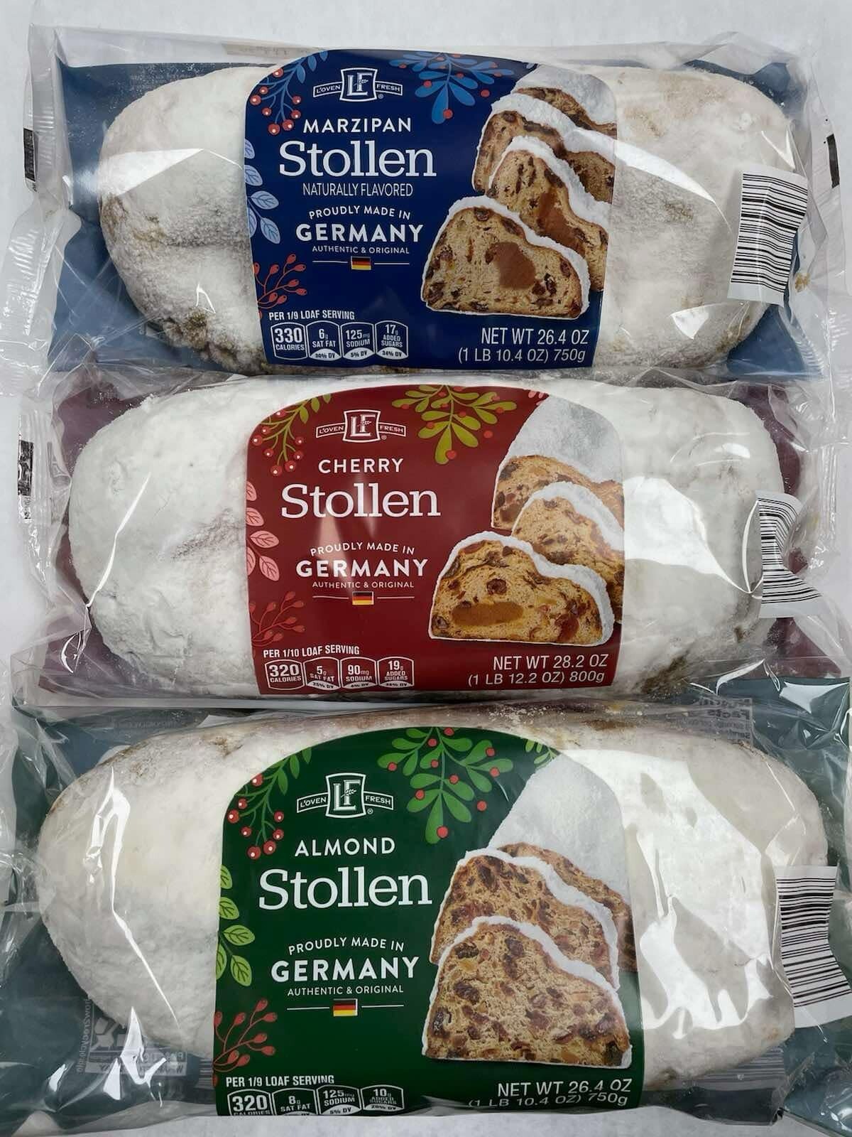 Pack Of 3 L’oven Fresh German Stollen, Flavors: Almond, Marzipan & Cherry $43.