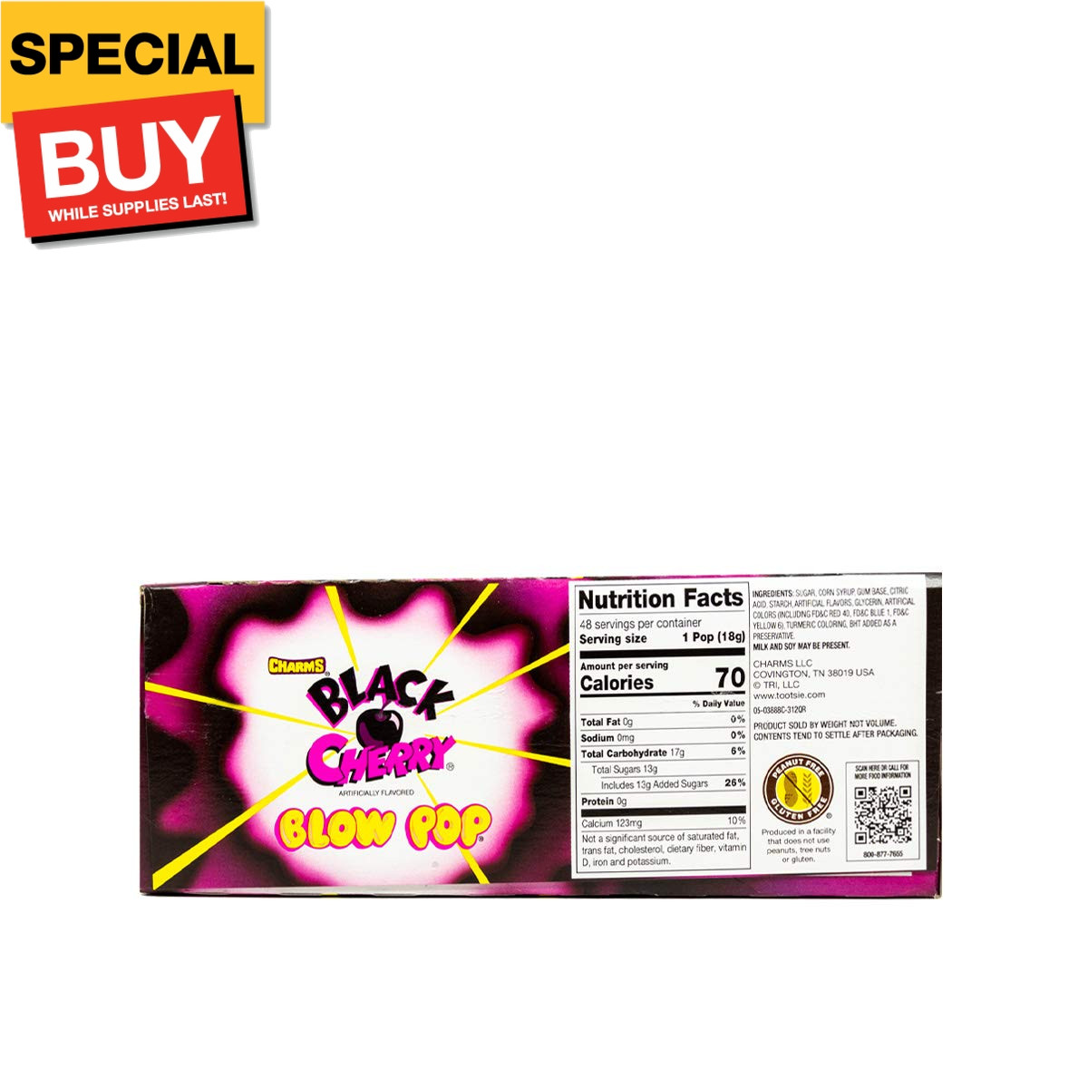 Blow Pops, Black Cherry Flavor, 48-Count Box 3888 (Pack of 1)
