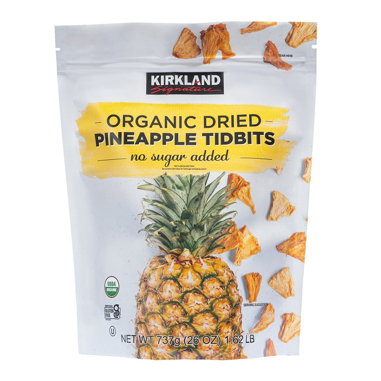 26oz FRESH Kirkland Signature Organic Dried Pineapple Tidbits Exp. 1/27 26z