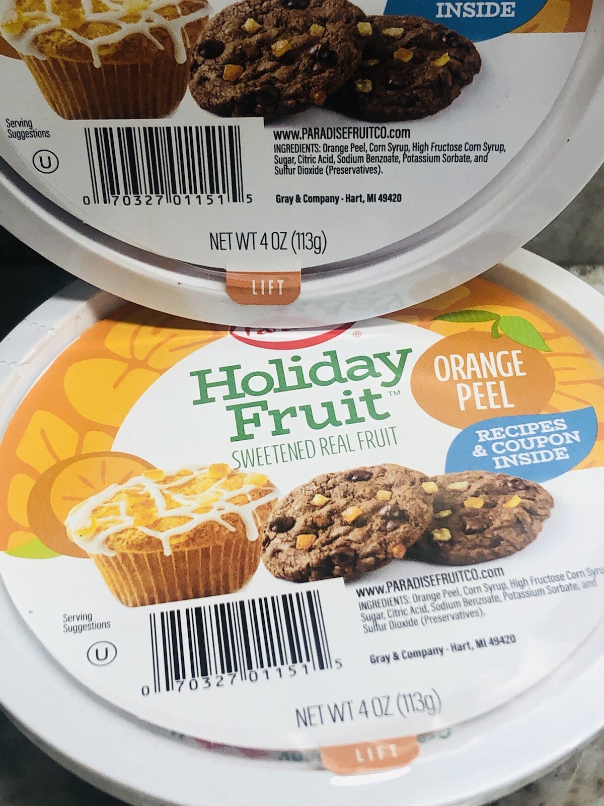 (1) Paradise Holiday Fruit Sweetened Real Fruit Orange Peel 8 0z.