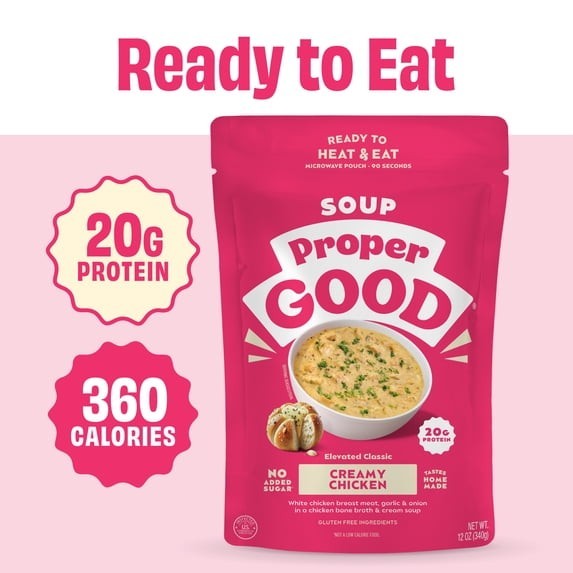 Proper Good Creamy Chicken Soup Ready Meal 12 oz Shelf Stable 1 or 2 Pack