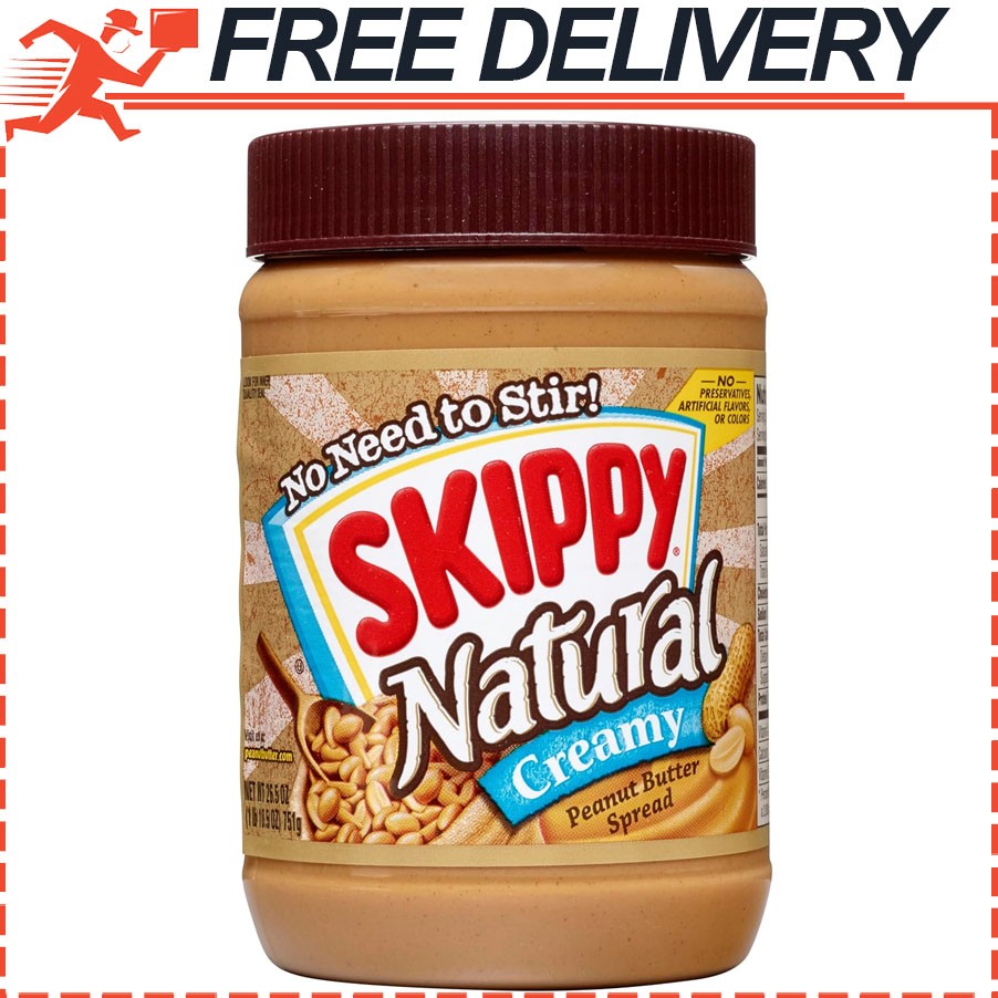 SKIPPY Natural Peanut Butter Creamy Spread, Gluten Free, 26.5 oz Jar