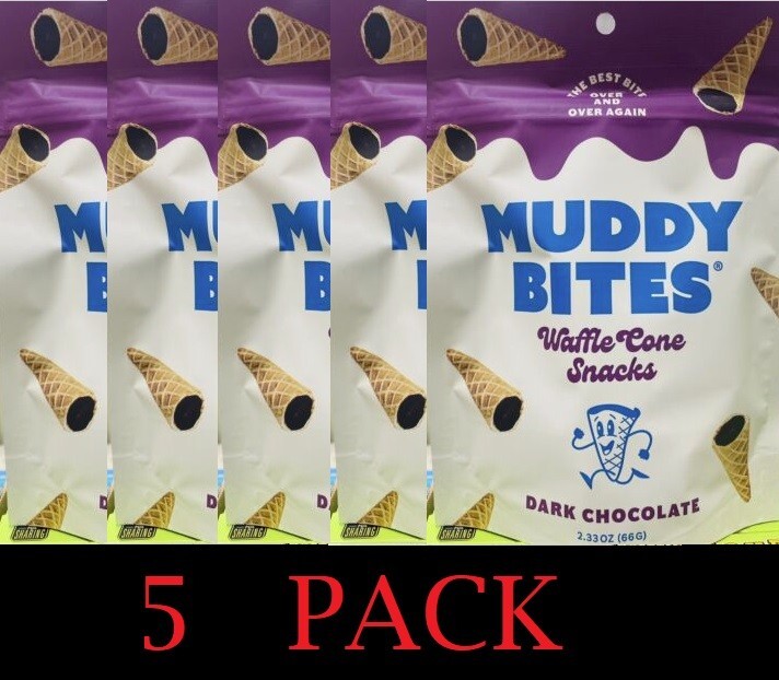 5x Muddy Bites DARK CHOCOLATE Waffle Cone Snacks 2.33 oz bag – 5 PACK