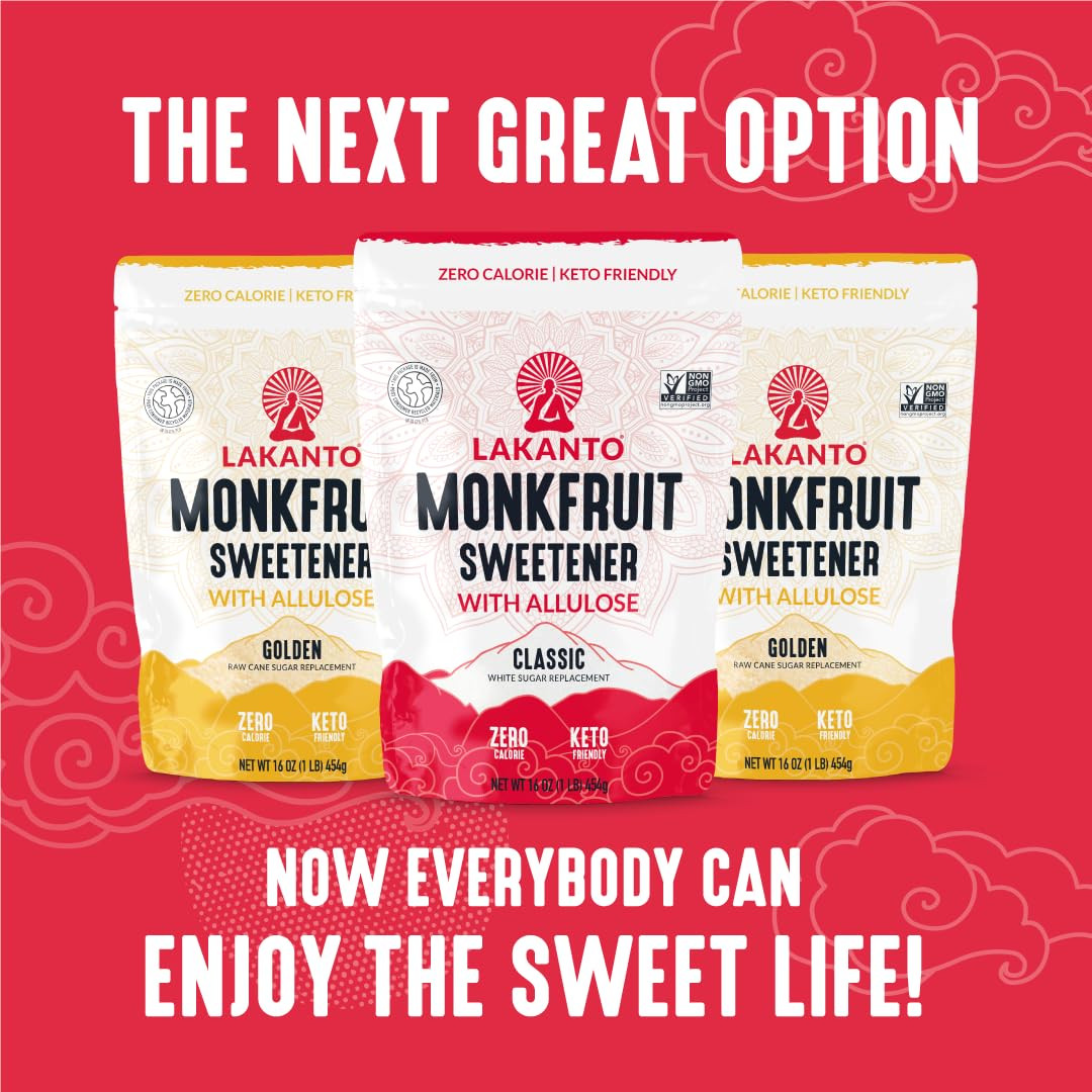 Classic Monk Fruit Sweetener with Allulose, White Sugar Substitute from Monk Fru