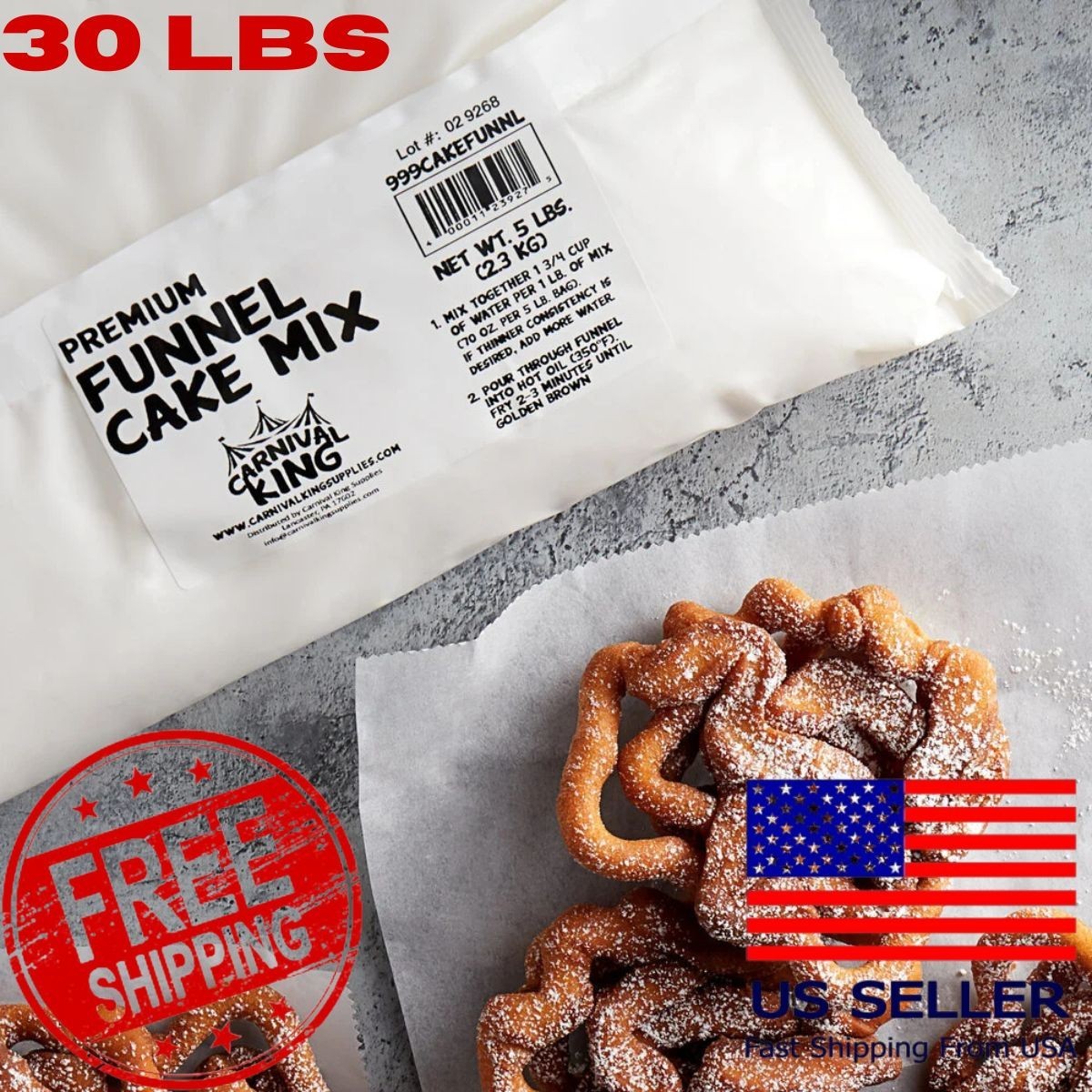 30 Lb Case Premium Carnival King Concession Donut Fryer Funnel Cake Mix 6 x 5 Lb