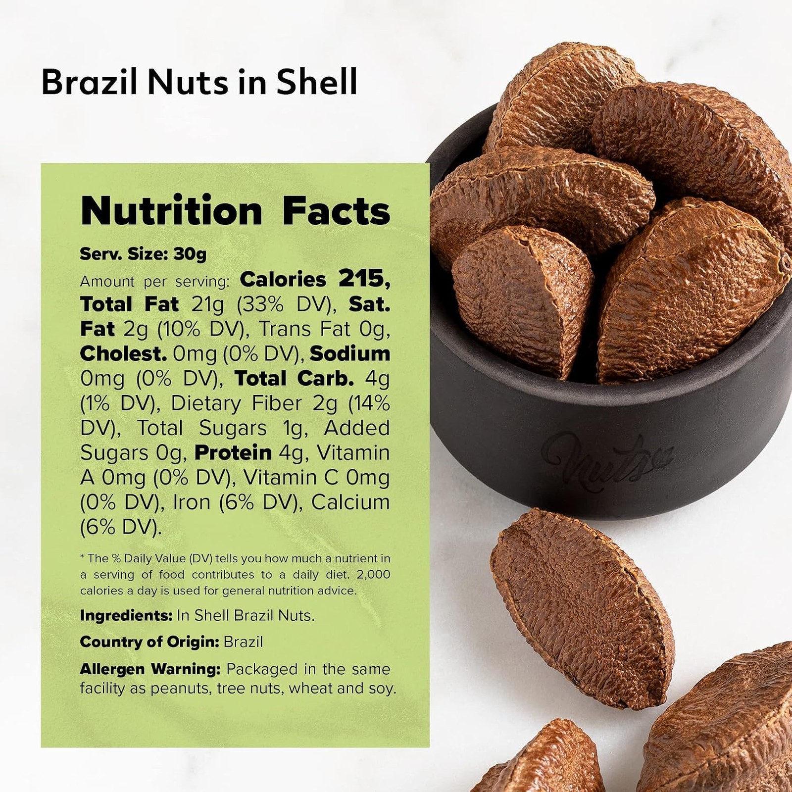 Brazil Nuts In Shell, No Added Colors, No Artificial Flavors, Raw, Non-GMO